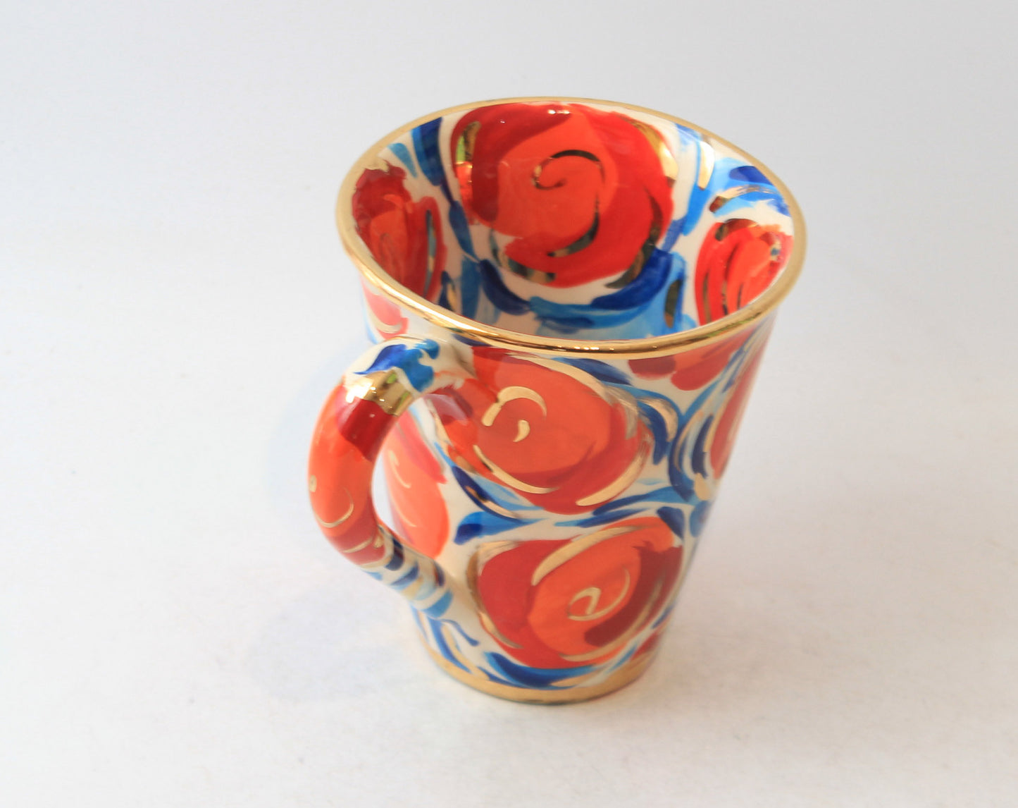 New Shape Large Mug Red Swirls 3