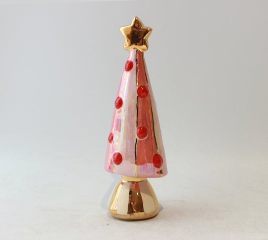 Small Christmas Tree in Two Tone Pink Stripe