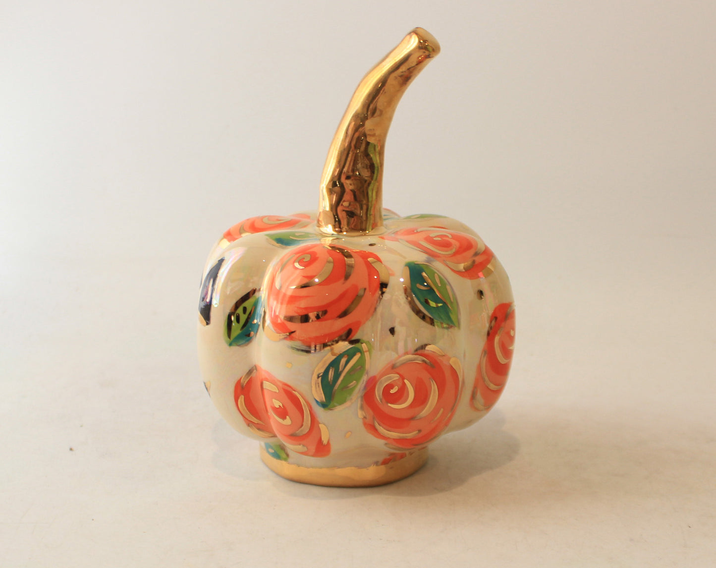 Small Pumpkin with Face and Orange Roses