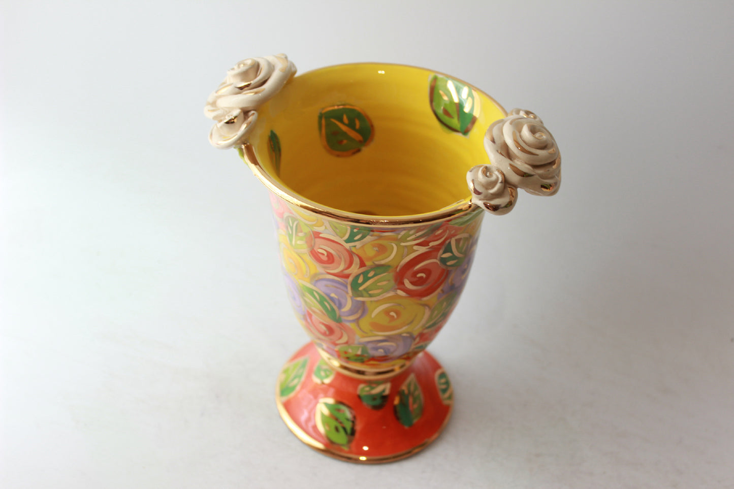 Rose Edged Footed Vase