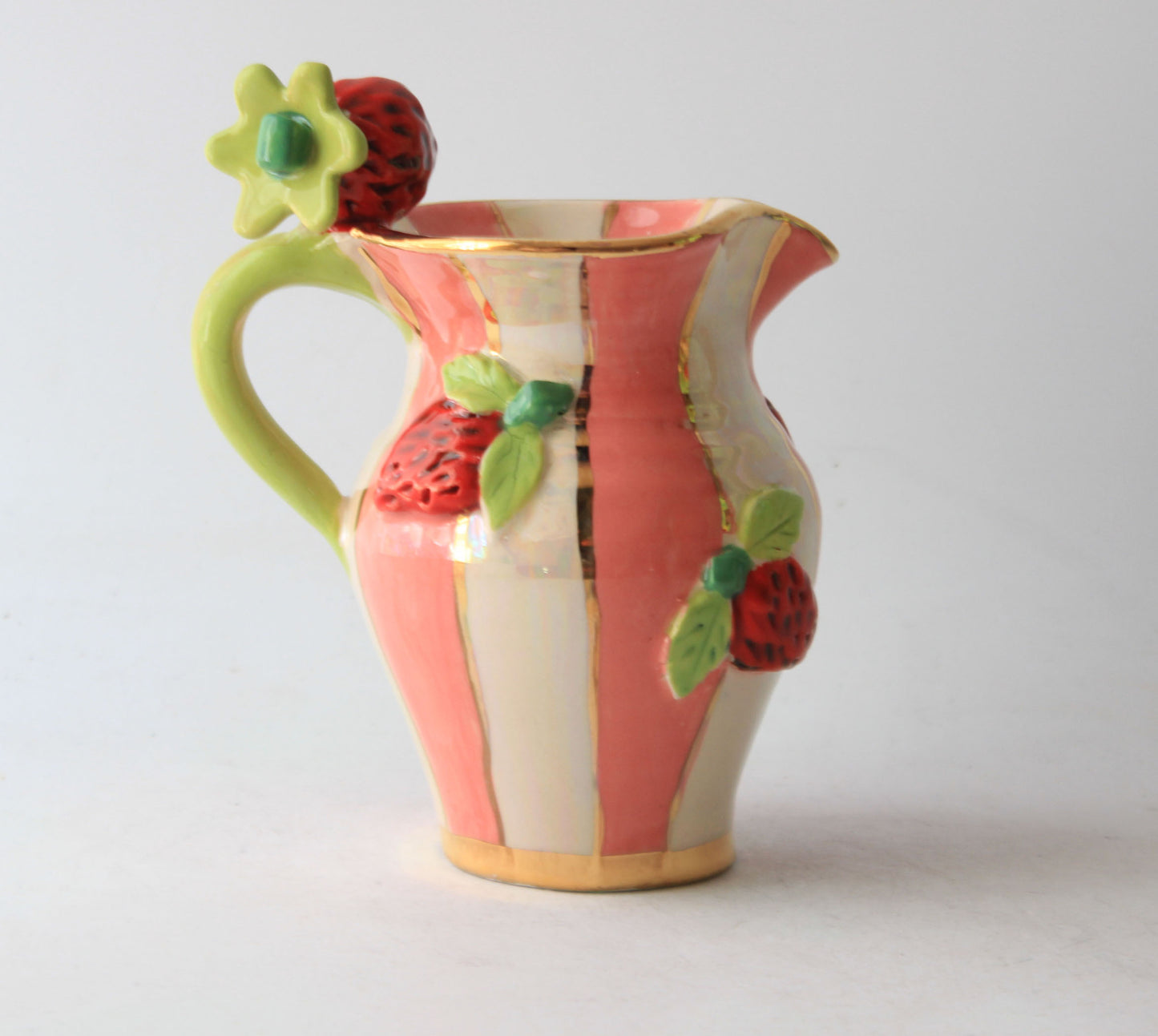 Strawberry Creamer Jug in Stripes