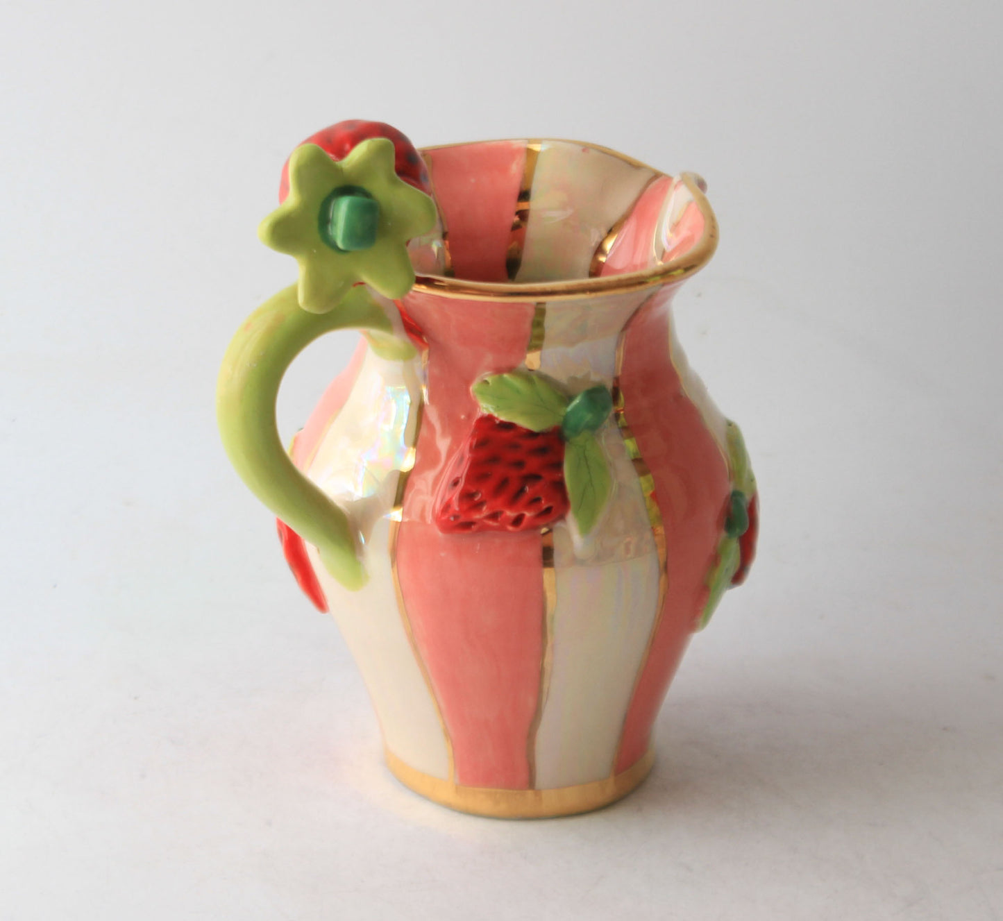 Strawberry Creamer Jug in Stripes