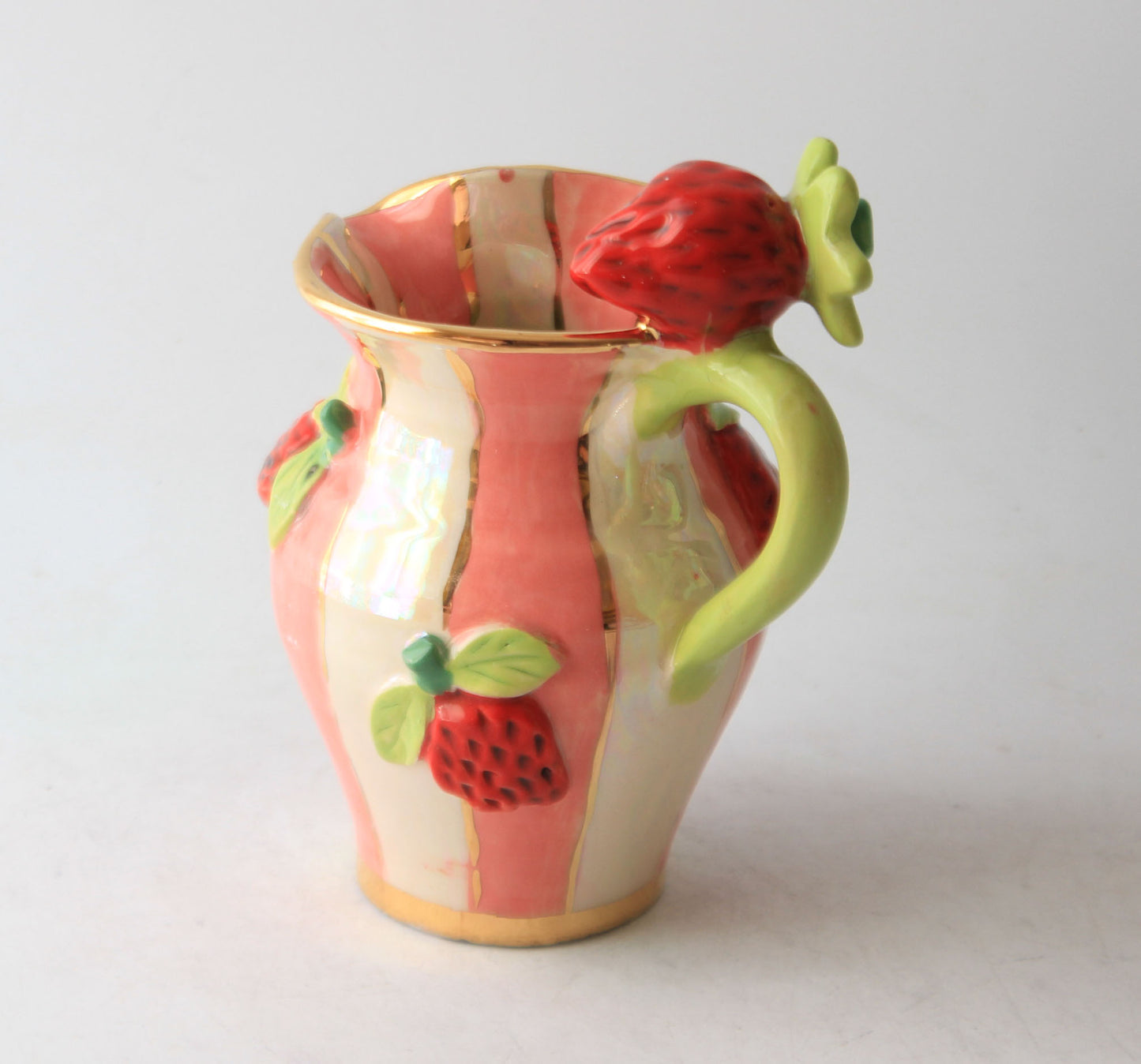 Strawberry Creamer Jug in Stripes