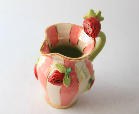 Strawberry Creamer Jug in Stripes