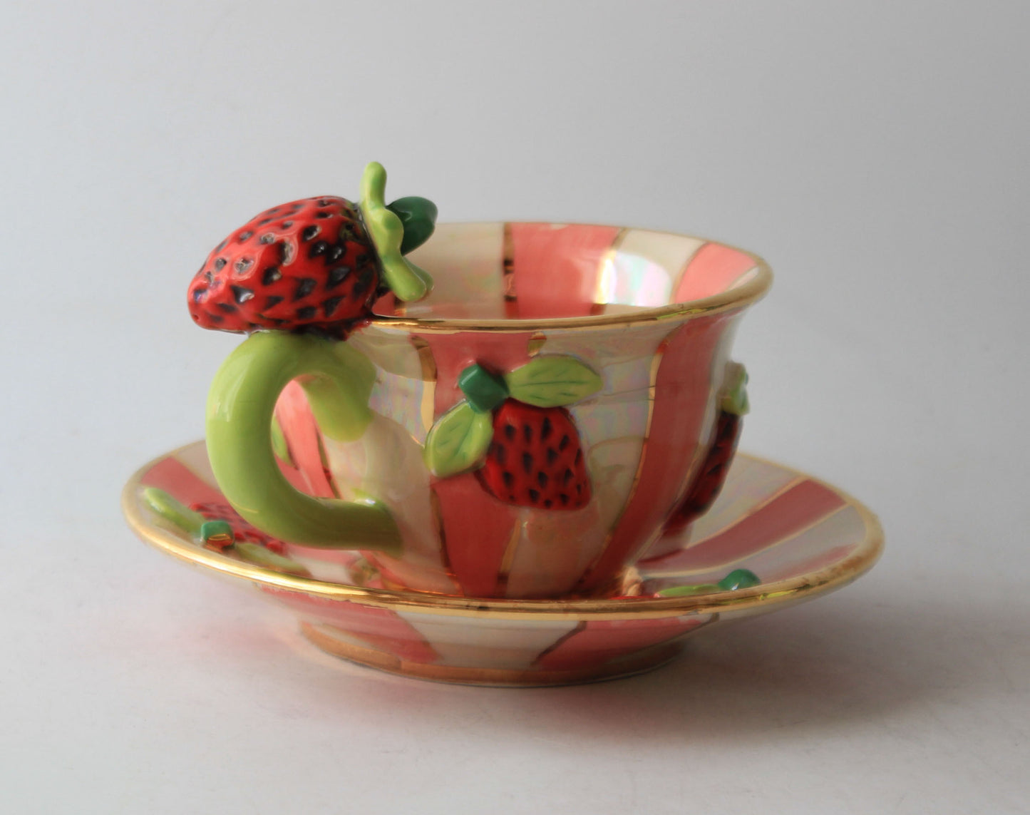 Strawberry Cup and Saucer Stripes