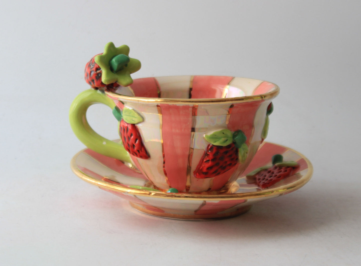 Strawberry Cup and Saucer Stripes