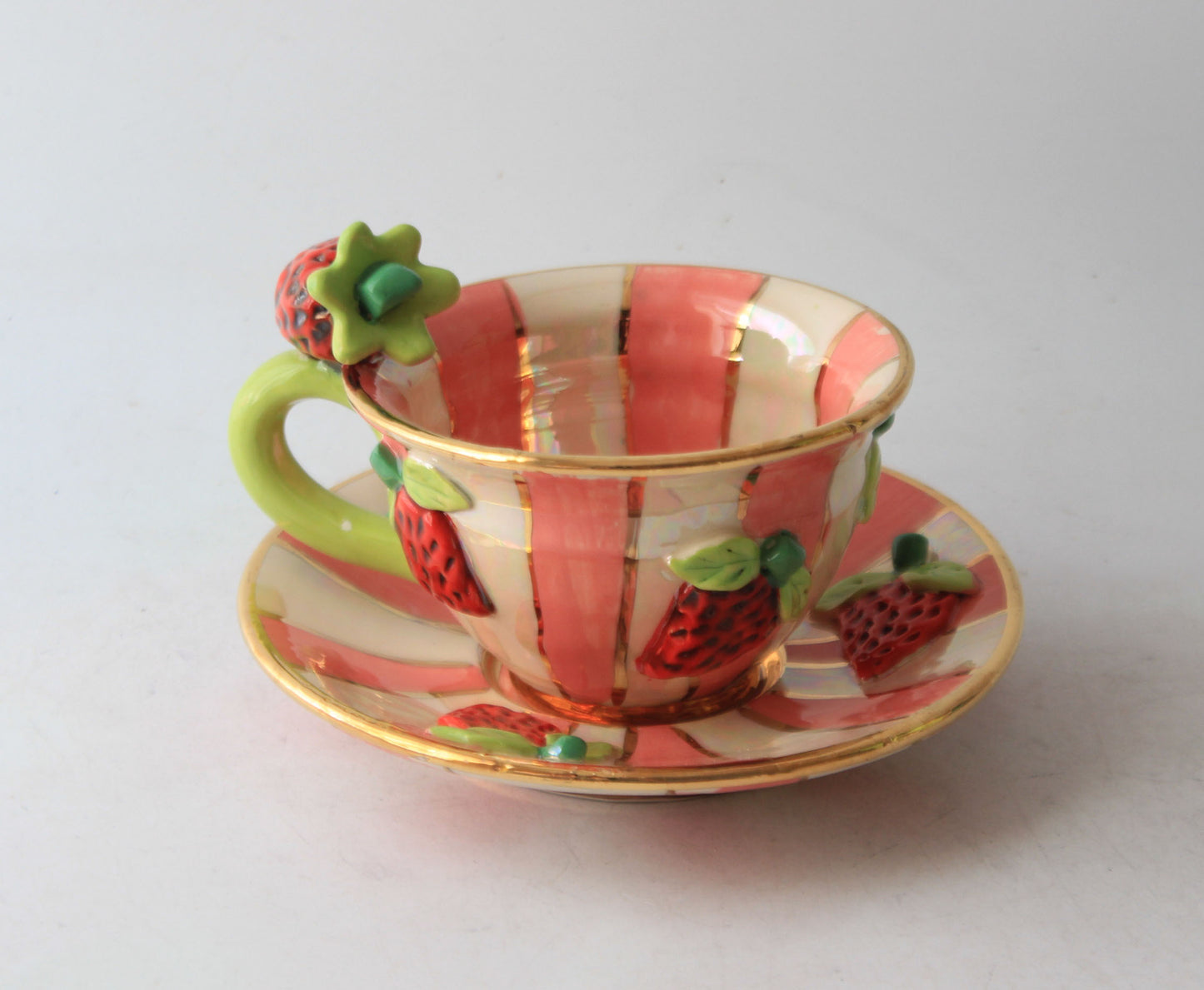 Strawberry Cup and Saucer Stripes