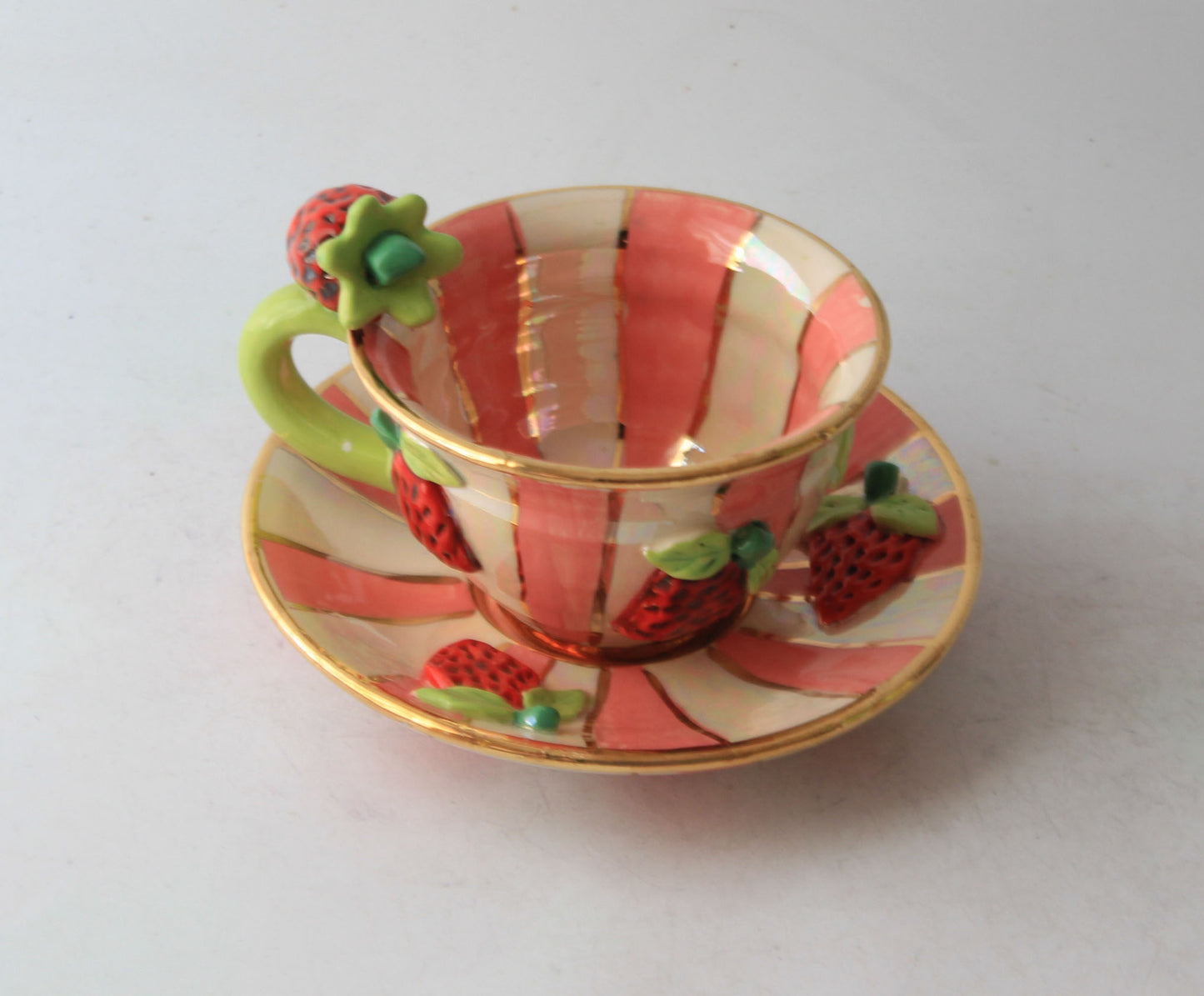 Strawberry Cup and Saucer Stripes