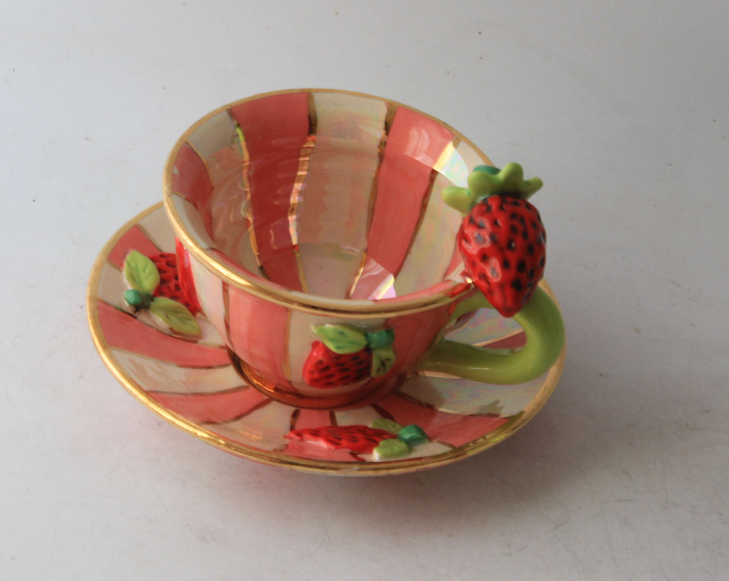 Strawberry Cup and Saucer Stripes