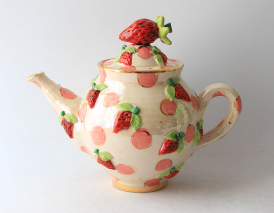 Medium Strawberry Teapot Dots