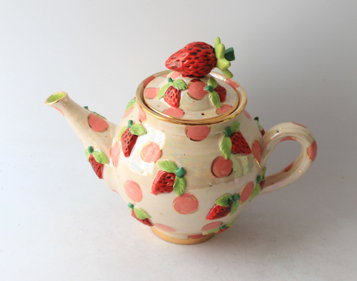 Medium Strawberry Teapot Dots