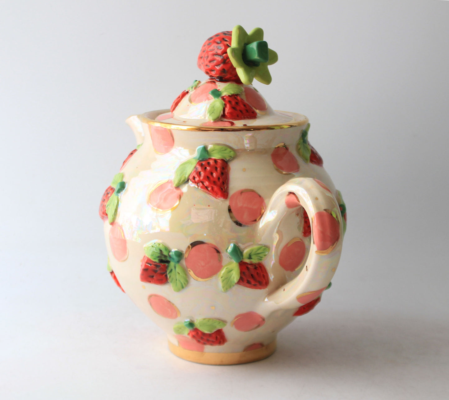 Medium Strawberry Teapot Dots