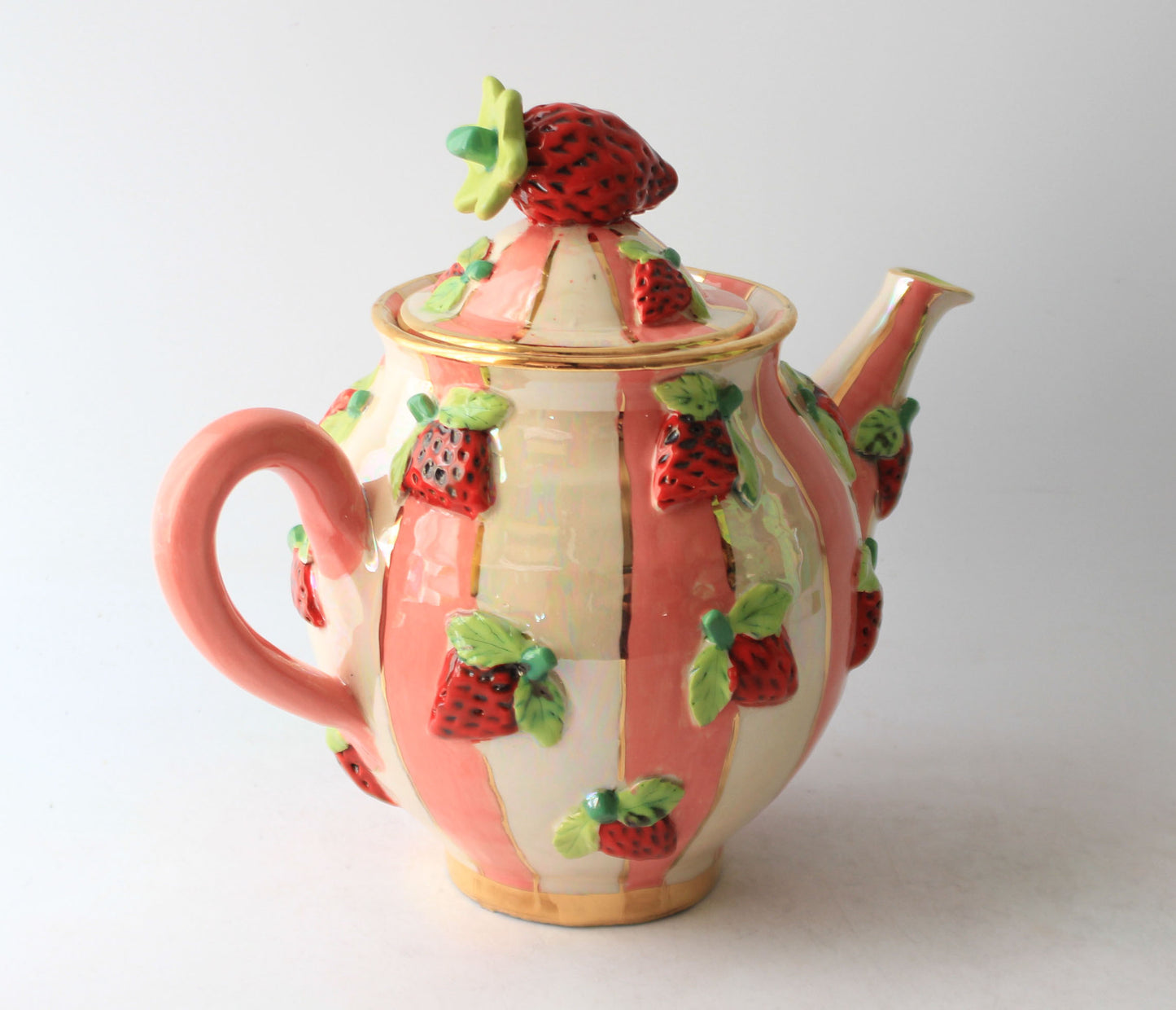 Medium Strawberry Teapot Stripes