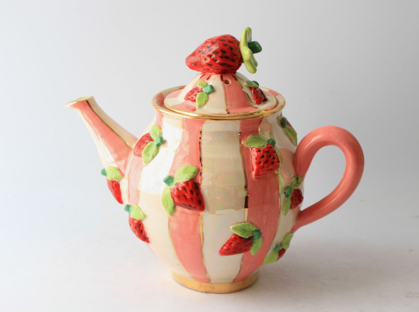 Medium Strawberry Teapot Stripes