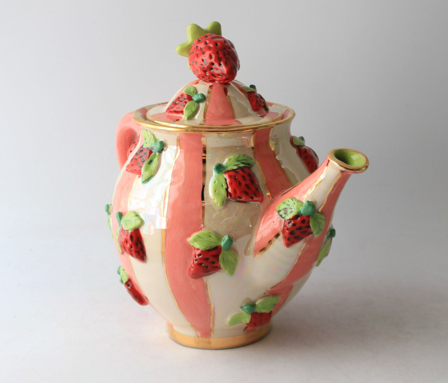 Medium Strawberry Teapot Stripes