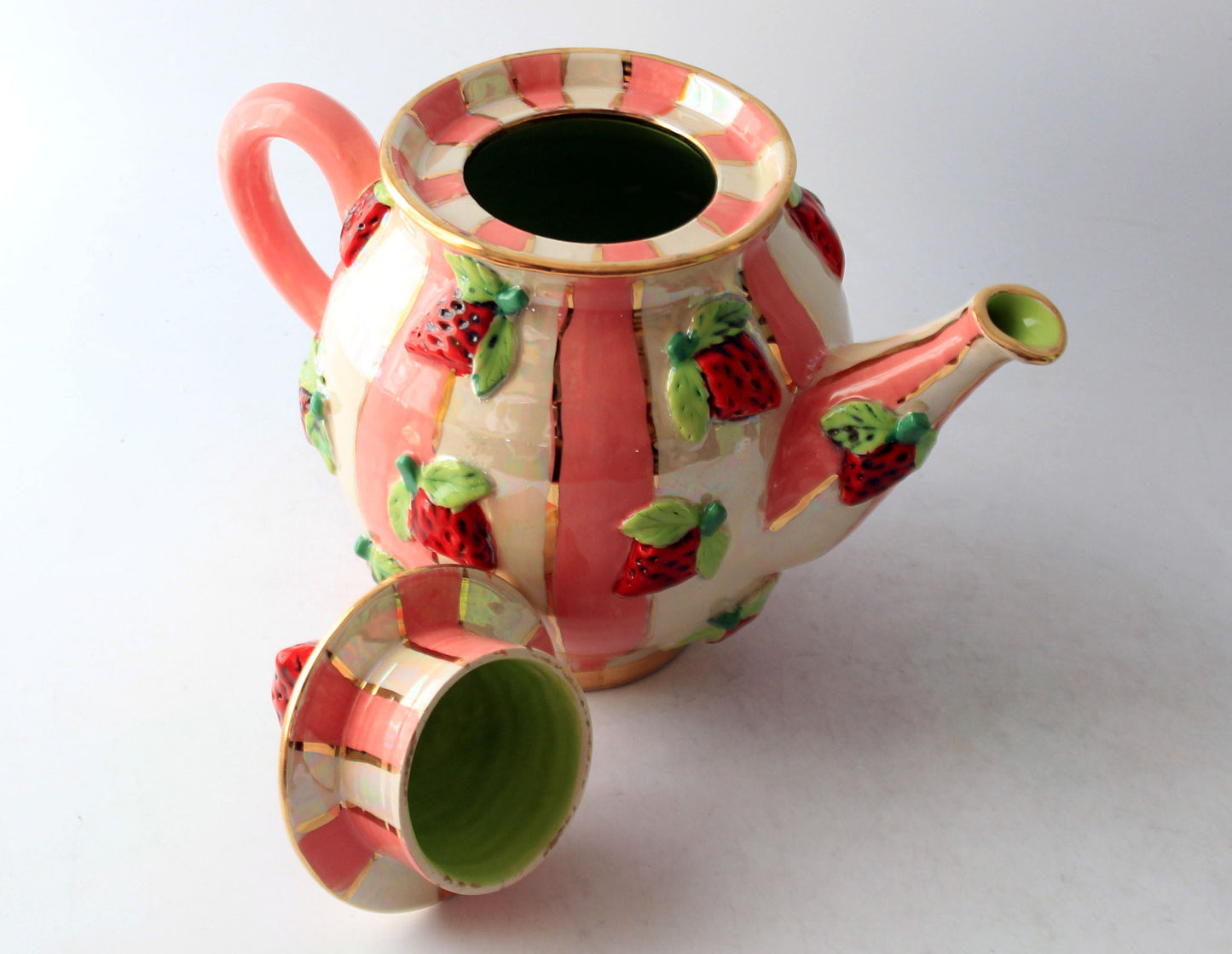 Medium Strawberry Teapot Stripes