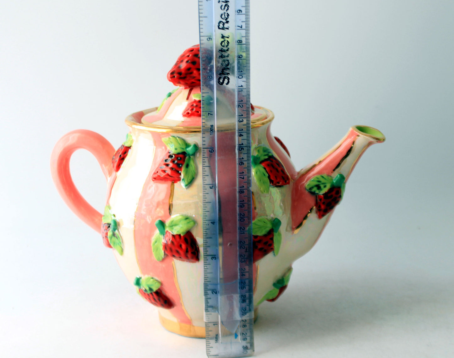 Medium Strawberry Teapot Stripes