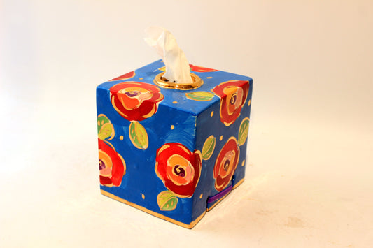 Tissue Box Gold New Rose Blue