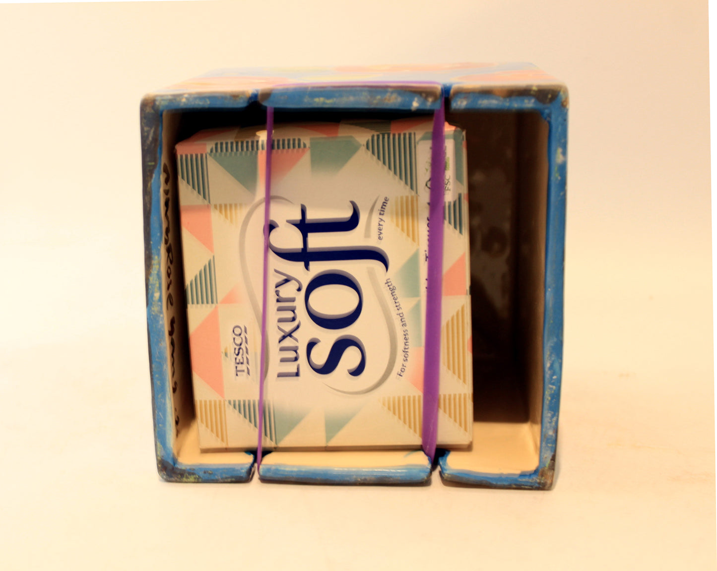 Tissue Box Gold New Rose Blue