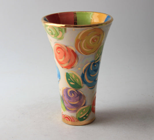Thrown Tumbler Pastel Block Rose with Stripes