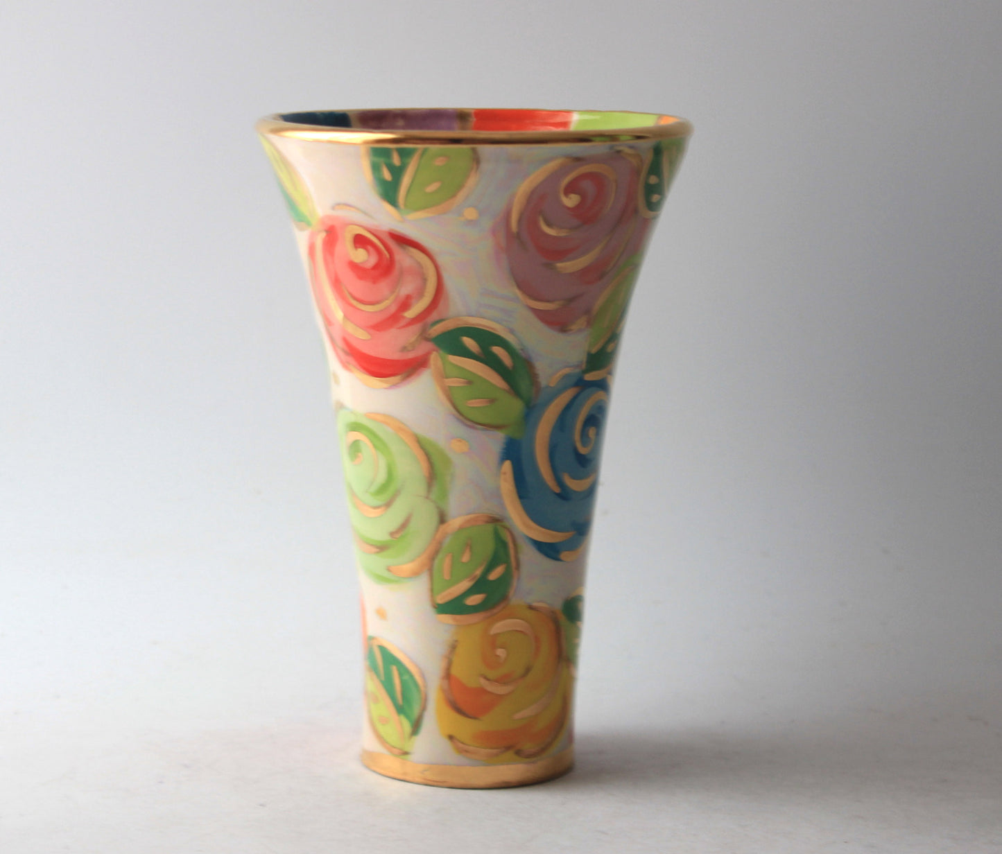 Thrown Tumbler Pastel Block Rose with Stripes