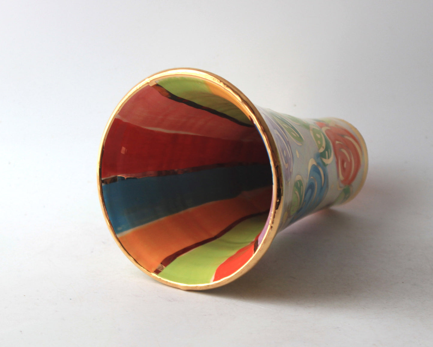 Thrown Tumbler Pastel Block Rose with Stripes