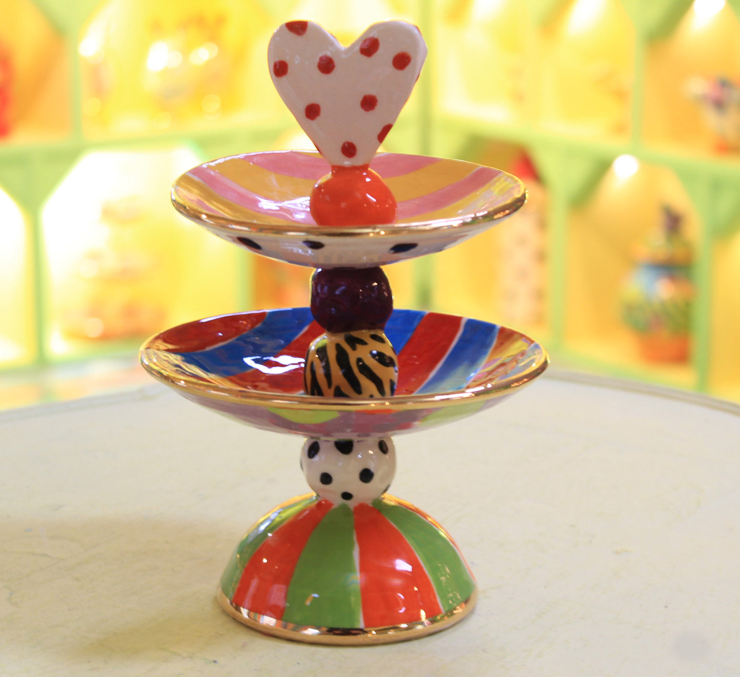 Two Tiered Jewellery Tray with Polka Heart
