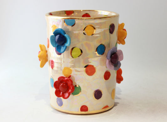 Multiflower Studded Utensil Jar