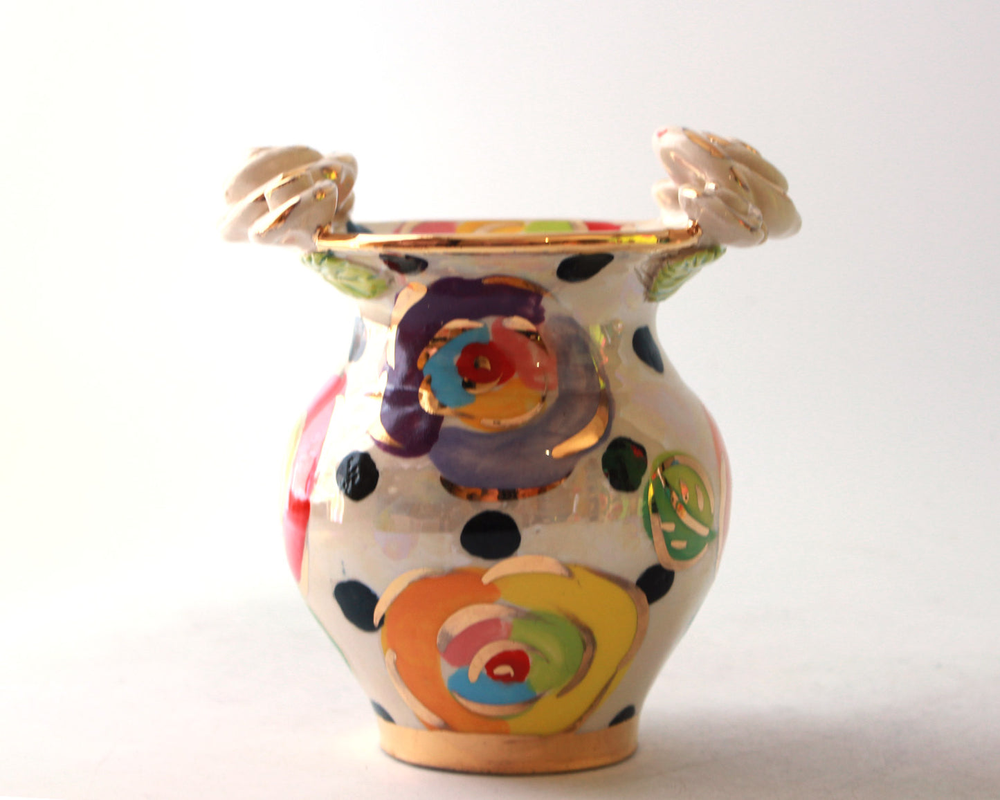 Small Fat Vase Gold New Rose Black Dot