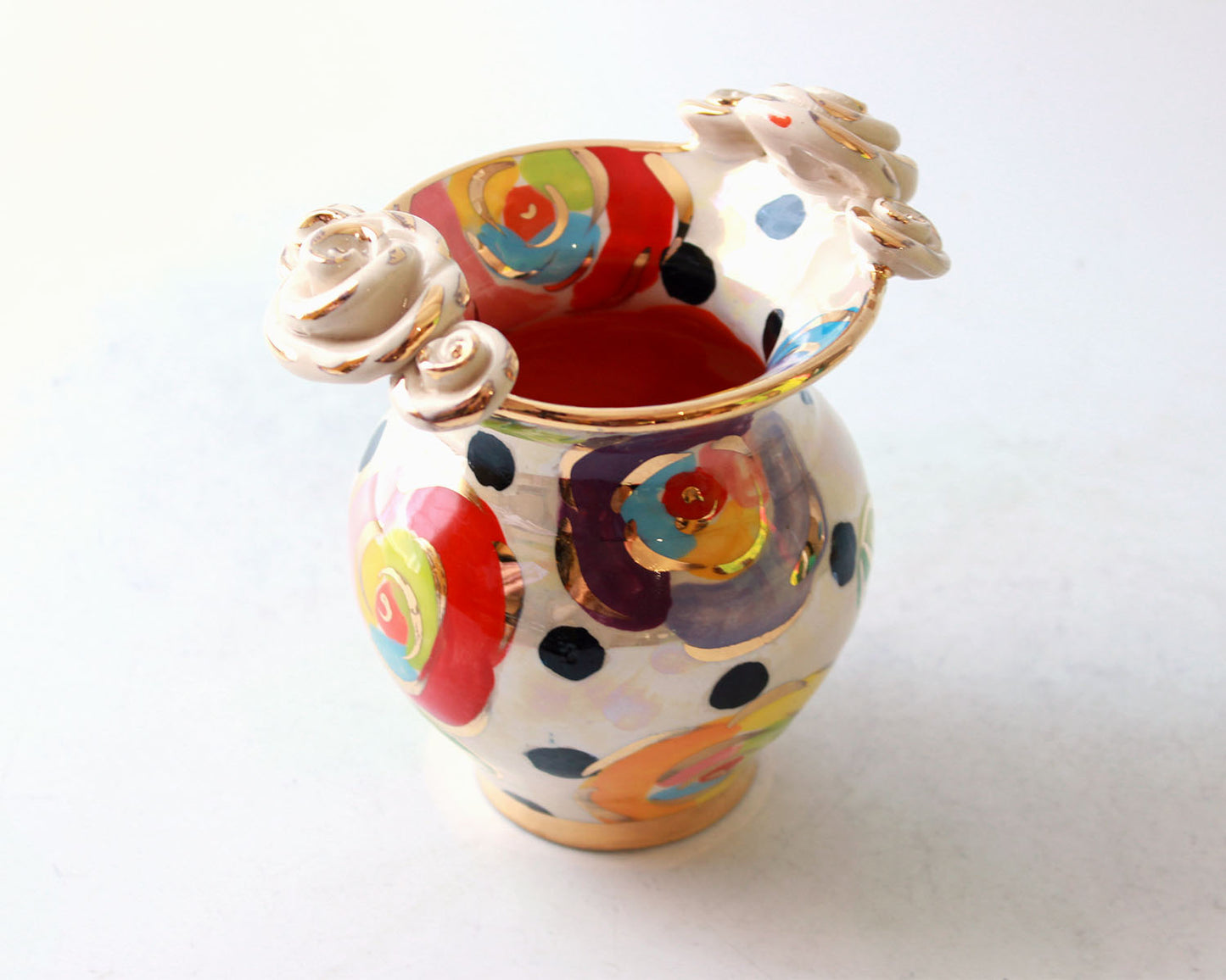 Small Fat Vase Gold New Rose Black Dot