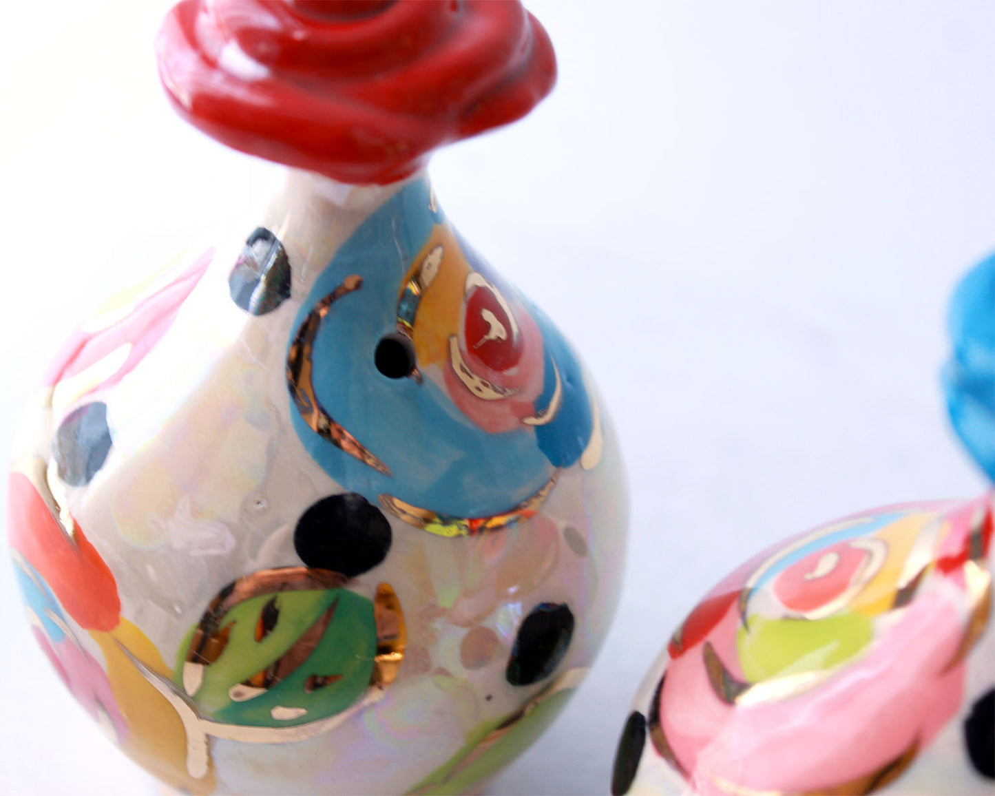 Salt and Pepper Set Gold New Rose Black Dot