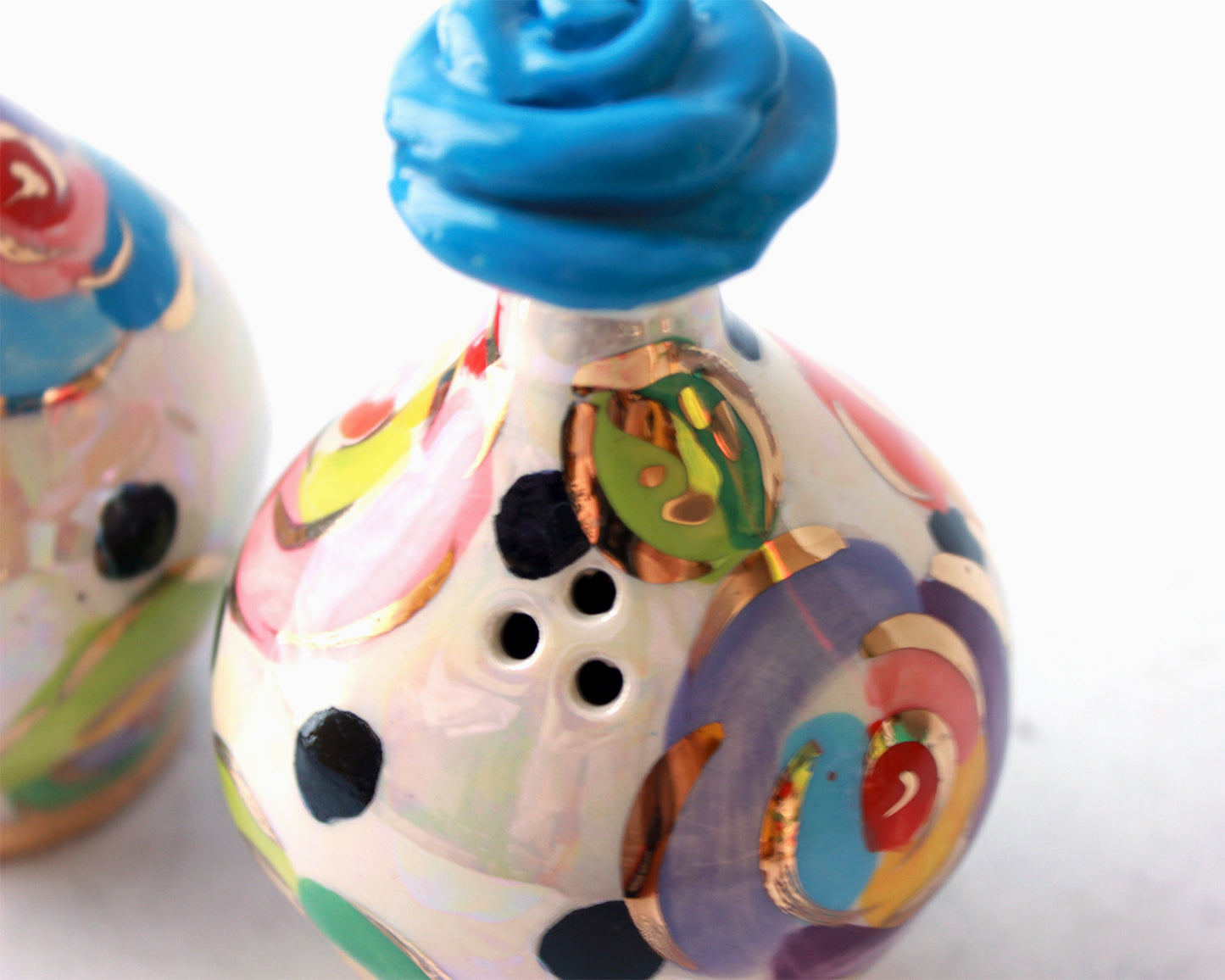 Salt and Pepper Set Gold New Rose Black Dot