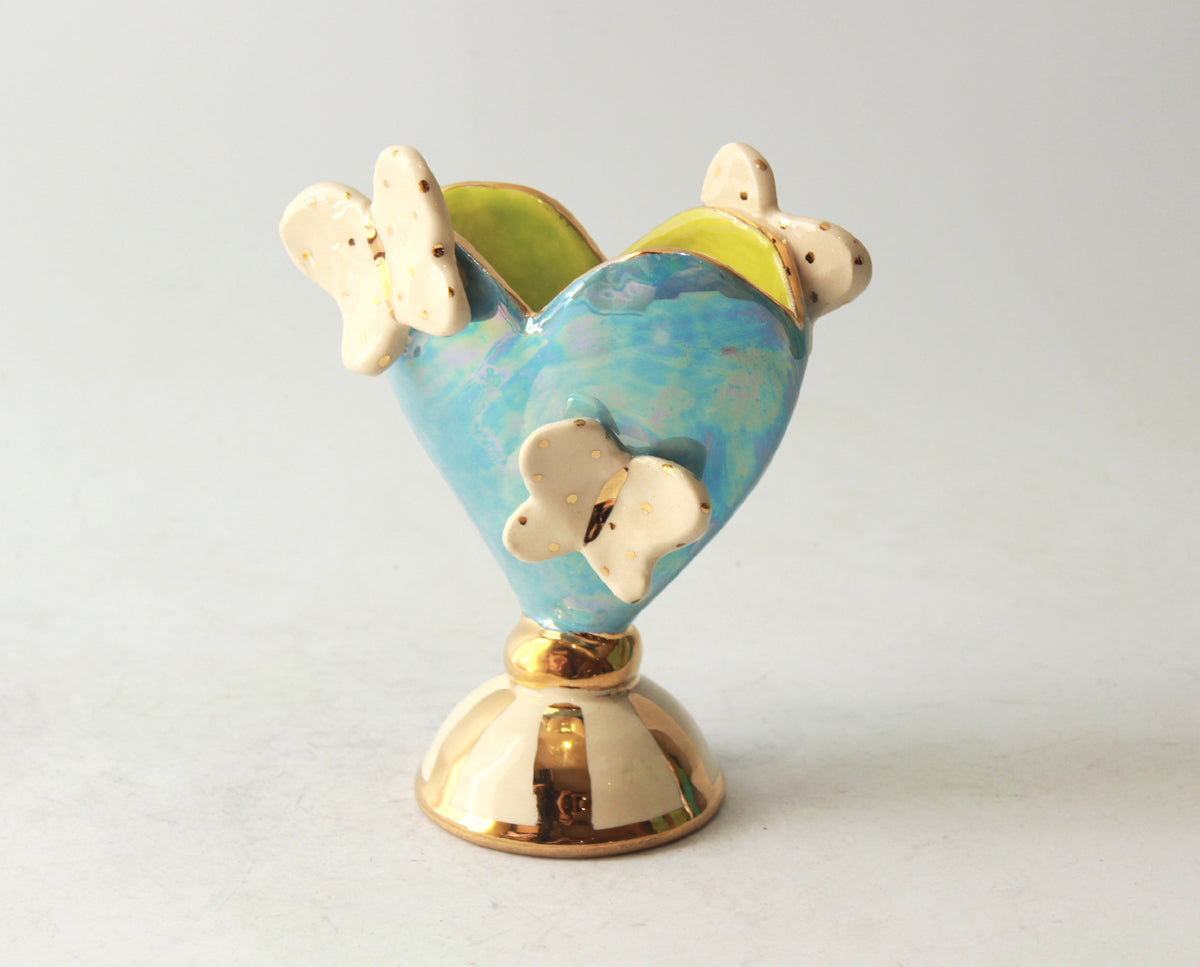 Butterfly Studded Baby Heart Vase