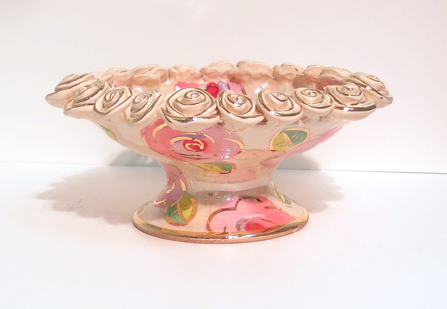 Rose Encrusted Cakestand Pale Pink Roses - MaryRoseYoung