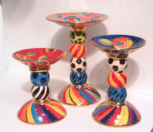 Set of Three Complimentary Candleholders - MaryRoseYoung