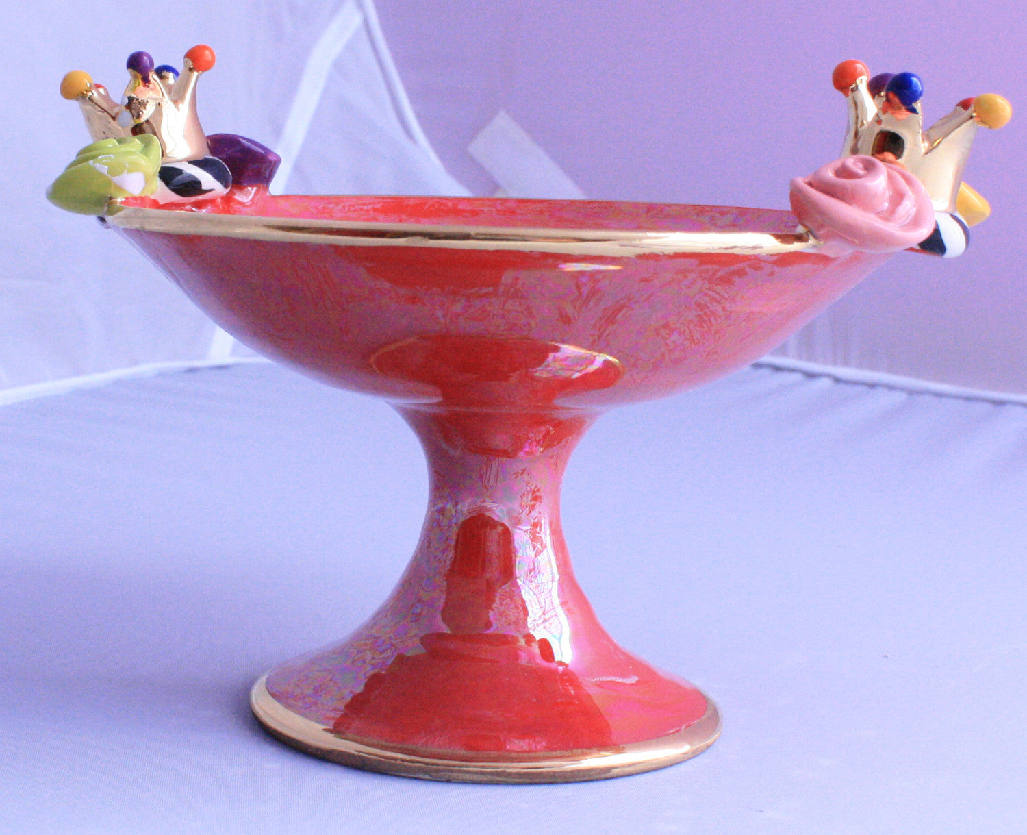Crown Cocktail Dish Shimmering Red - MaryRoseYoung