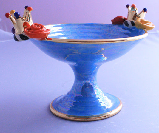 Crown Cocktail Dish Shimmering Baby Blue - MaryRoseYoung