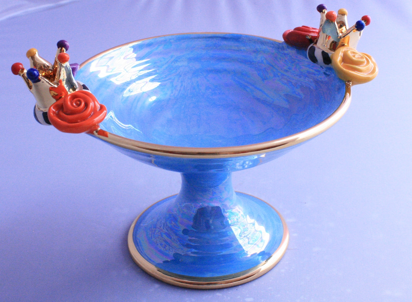 Crown Cocktail Dish Shimmering Baby Blue - MaryRoseYoung