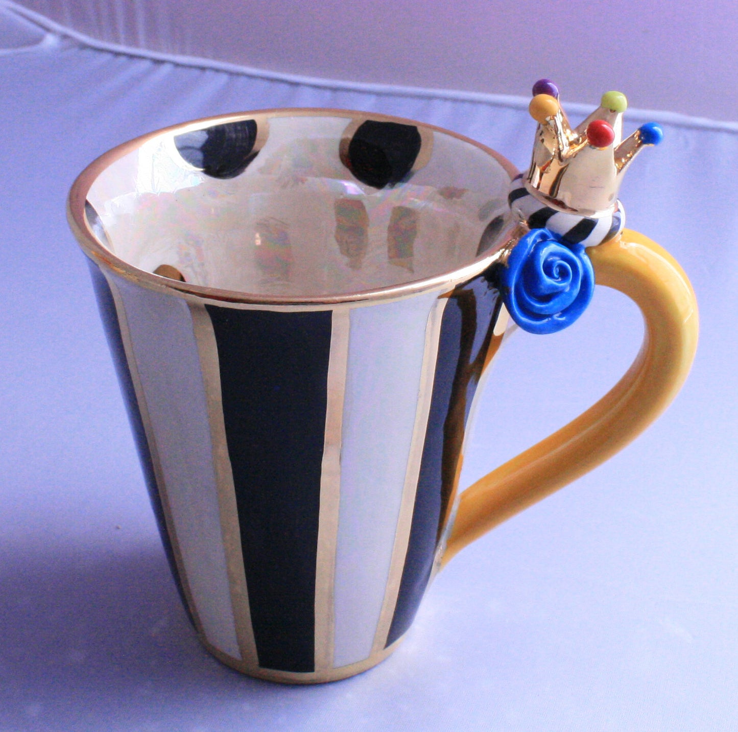 Crown Mug Black and White and Mother of Pearl - MaryRoseYoung
