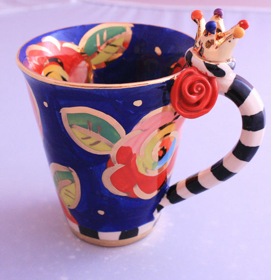 Crown Mug Blue Roses - MaryRoseYoung