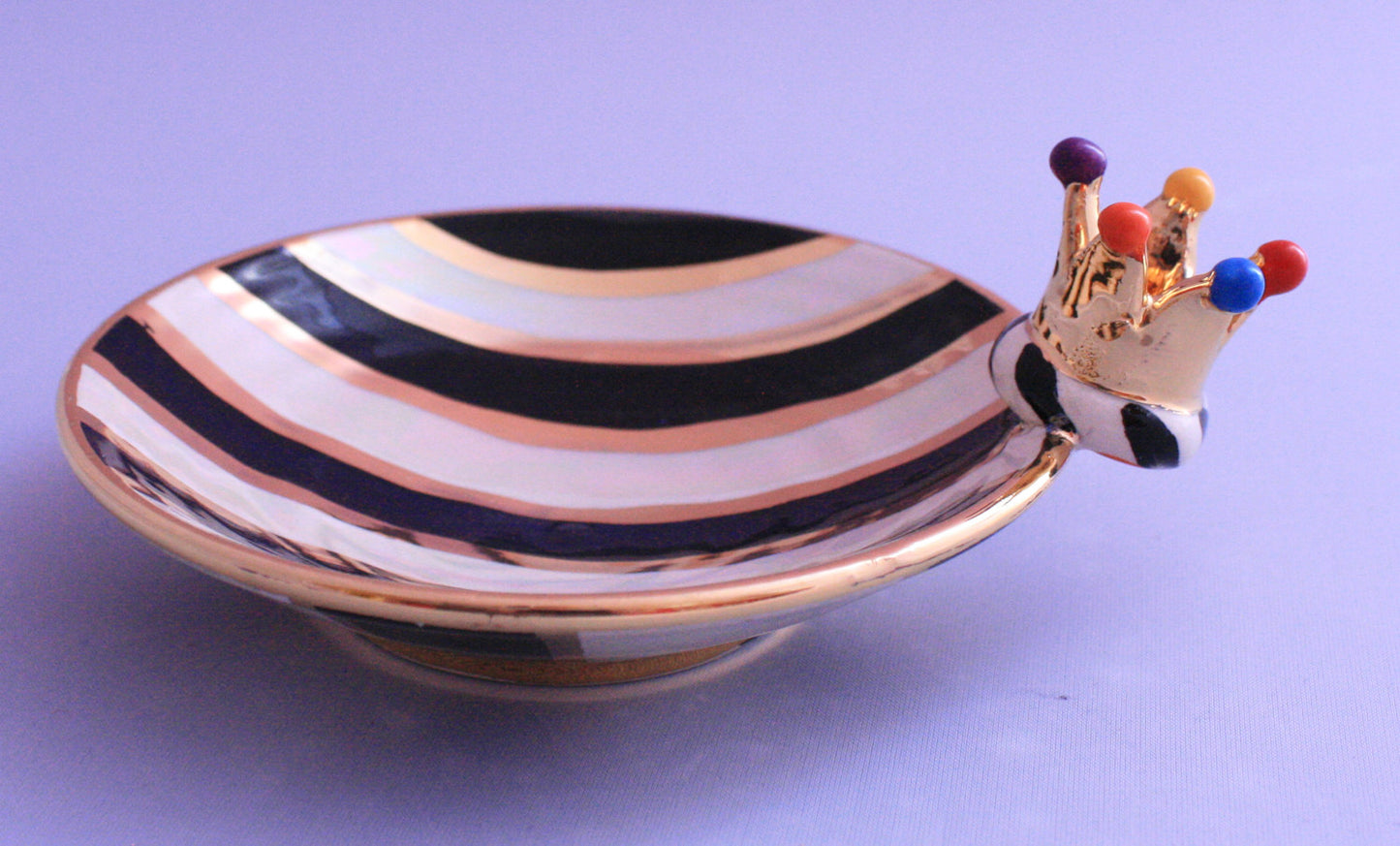 Crown Saucer Black and White Stripe - MaryRoseYoung