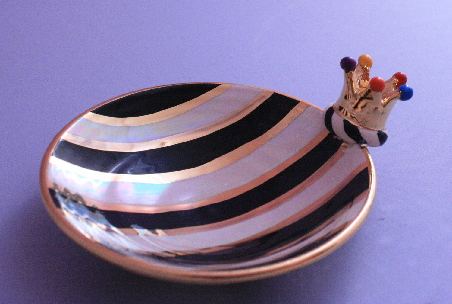 Crown Saucer Black and White Stripe - MaryRoseYoung