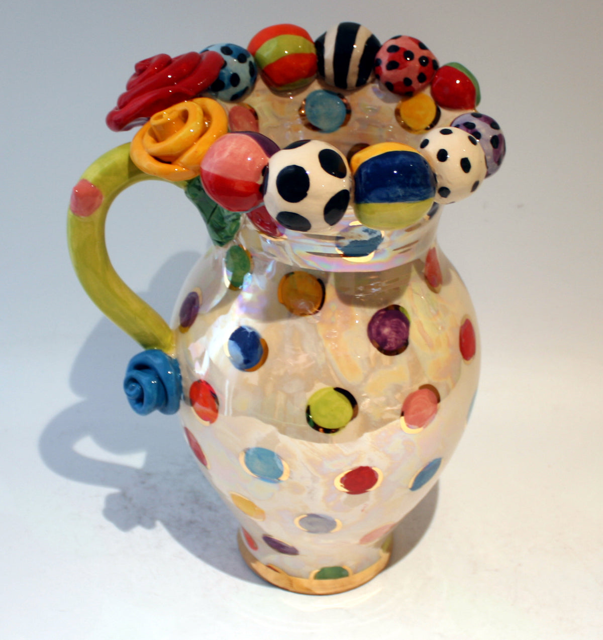 Large Beaded Jug in Coloured Dot - MaryRoseYoung