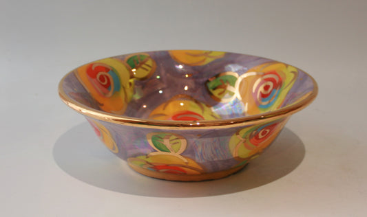 Pasta Bowl in Gold New Rose on Mauve - MaryRoseYoung