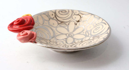Rose Saucer in Silver Blooms - MaryRoseYoung