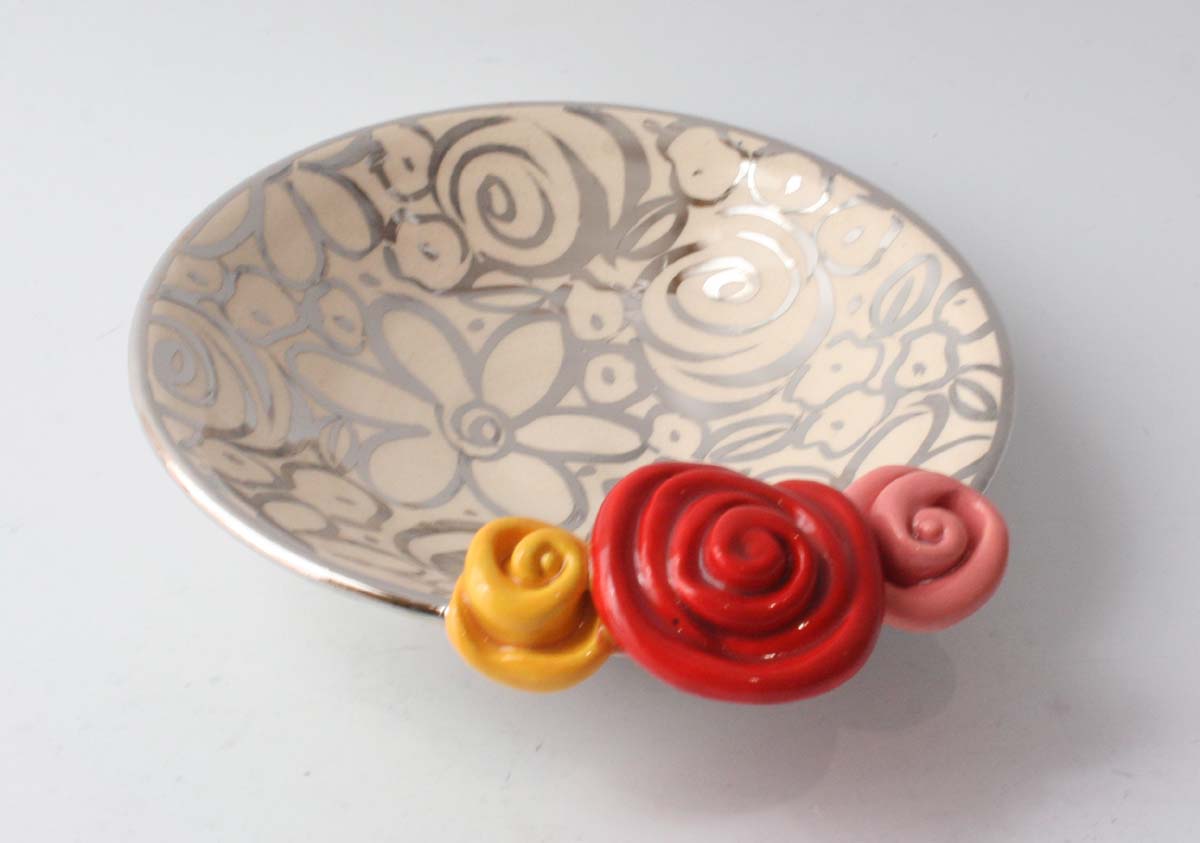 Rose Saucer in Silver Blooms - MaryRoseYoung