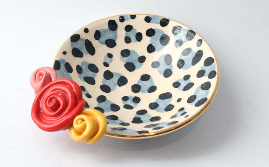 Rose Saucer in Snow Leopard - MaryRoseYoung
