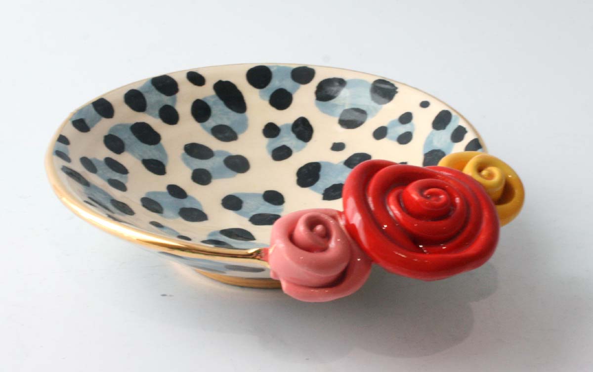 Rose Saucer in Snow Leopard - MaryRoseYoung
