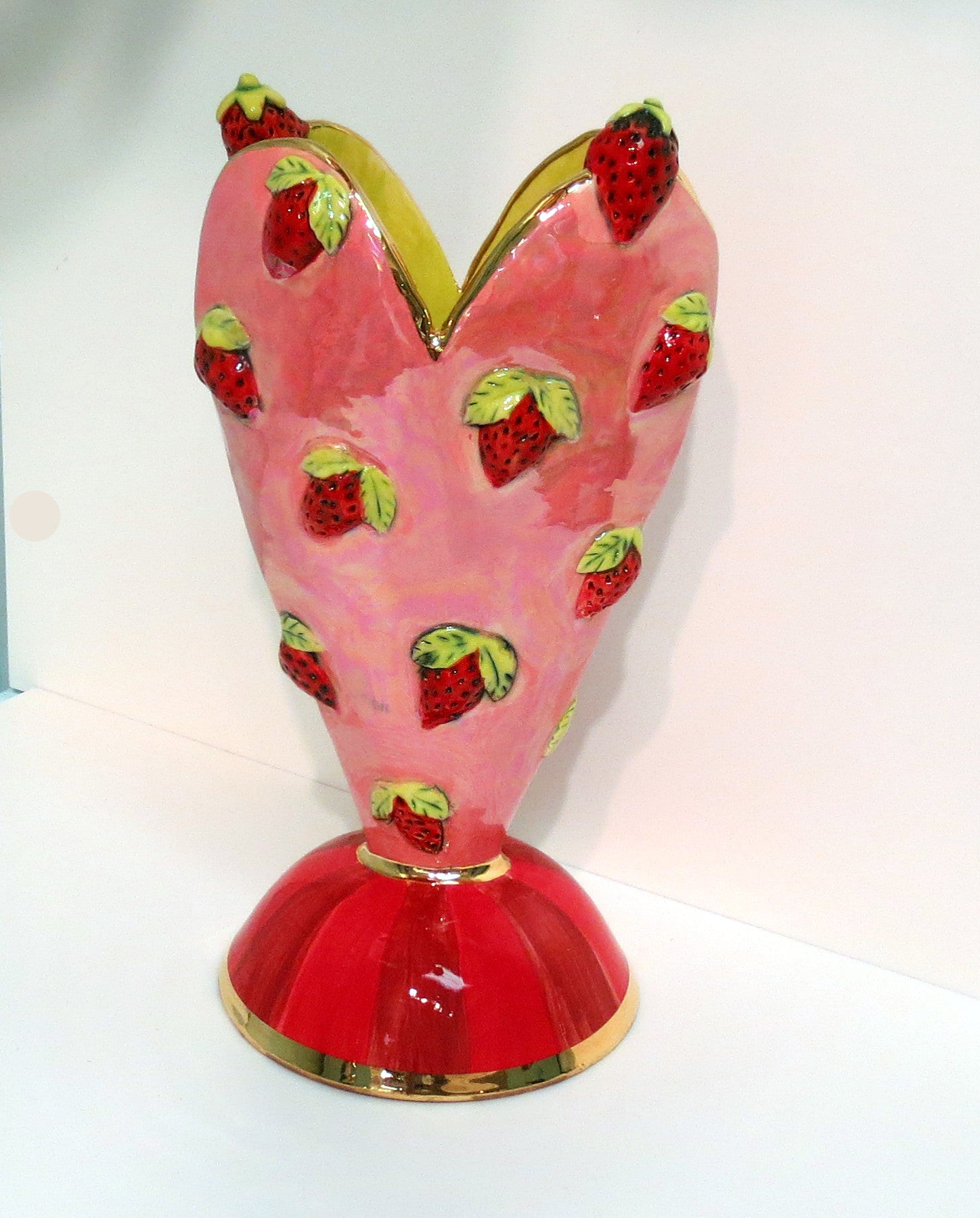 Strawberry Studded Medium Heart Vase - MaryRoseYoung