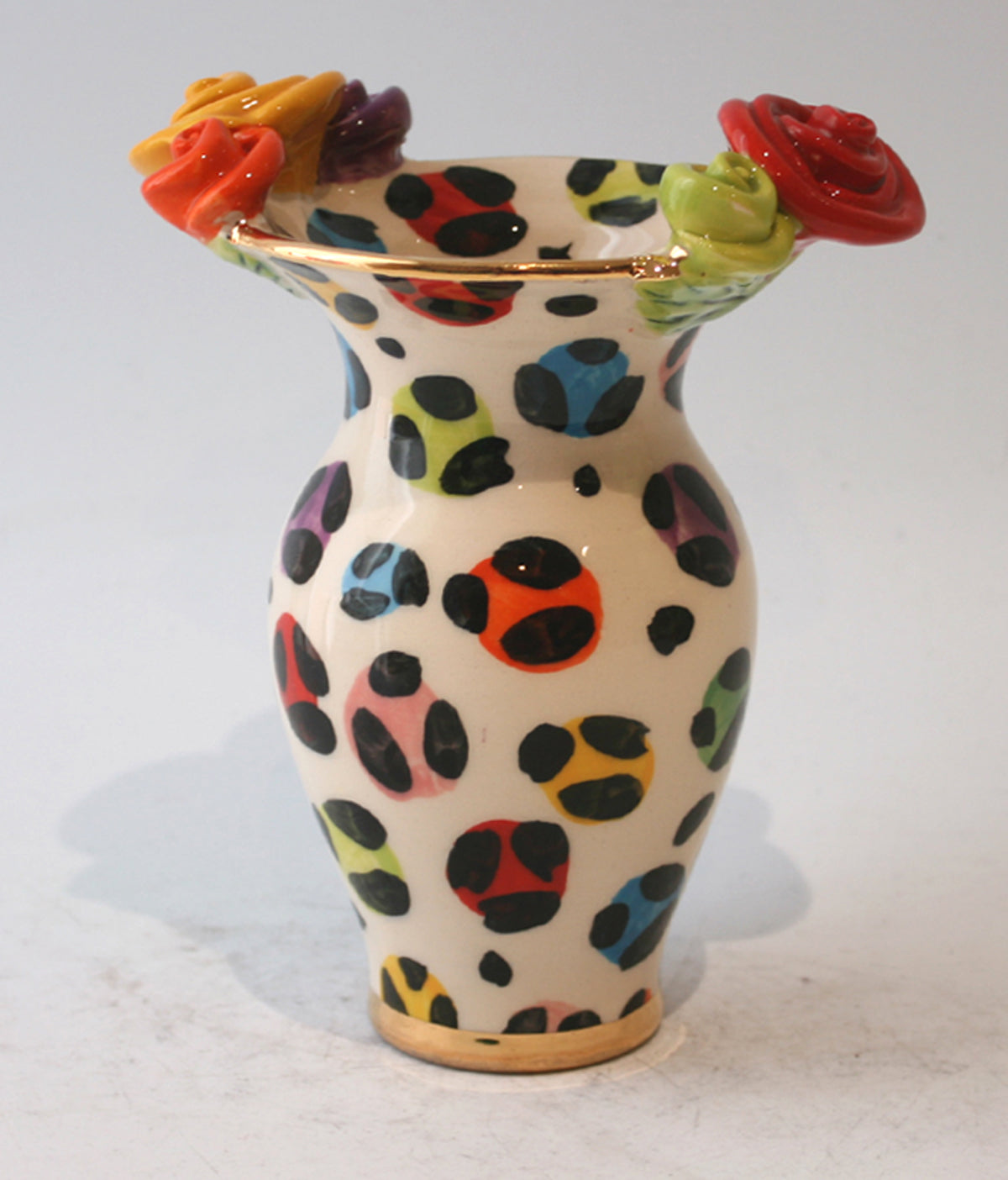 Tiny Rose Edged Vase in Coloured Leopard - MaryRoseYoung